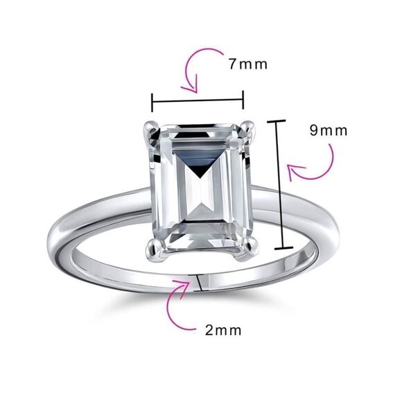 NWT 2.5CT Rectangle Emerald Cut Engagement Ring - Picture 3 of 8